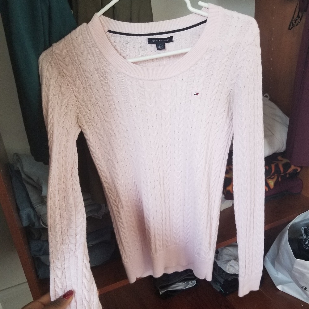 TOMMY HILFIGER PINK KNIT SWEATER